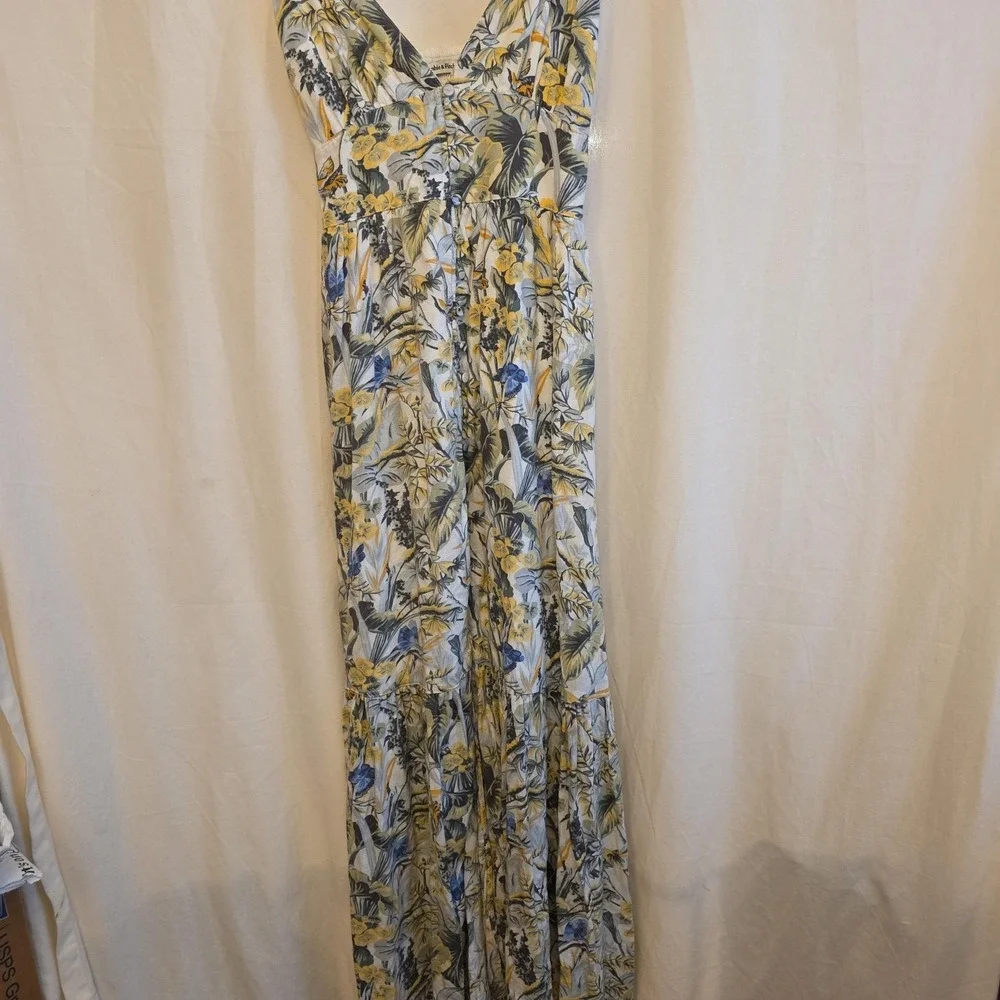 Abercrombie & Fitch Dress Womens Small Tropical Floral Maxi V Neck Sundress